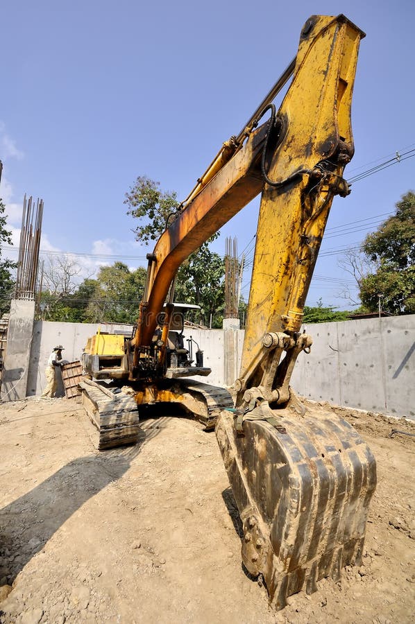 Truck backhoe Soil excavation and soil movement. royalty free stock image