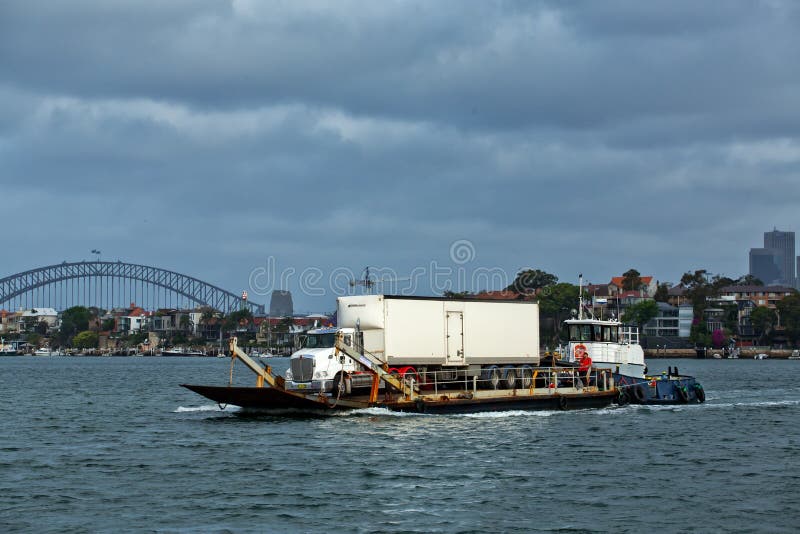 Truck On Barge Is Pushed By Tug Boat Editorial Stock Photo 