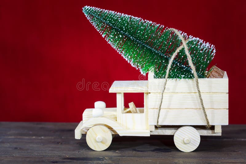 Truck with Christmas tree stock image. Image of festive 105257467