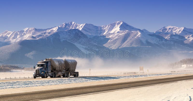 Truck driving in mountains