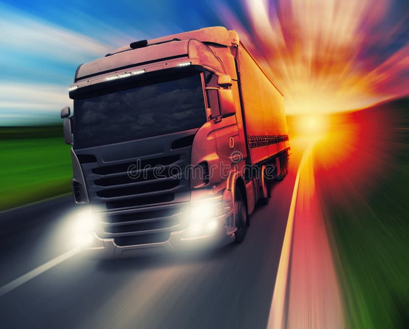 Truck on highway royalty free stock photos Truck on highway royalty free stock photos