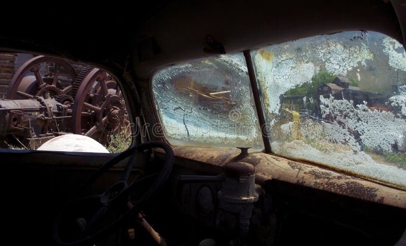Truck interior stock image. Image of junkyard, vintage - 31676975