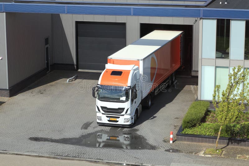 Truck in loading bay stock image. Image of parcel, package 40414313