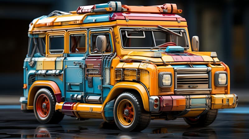 https://thumbs.dreamstime.com/b/truck-model-city-d-rendering-computer-digital-drawing-multi-colored-car-different-colored-elements-generative-ai-289348411.jpg