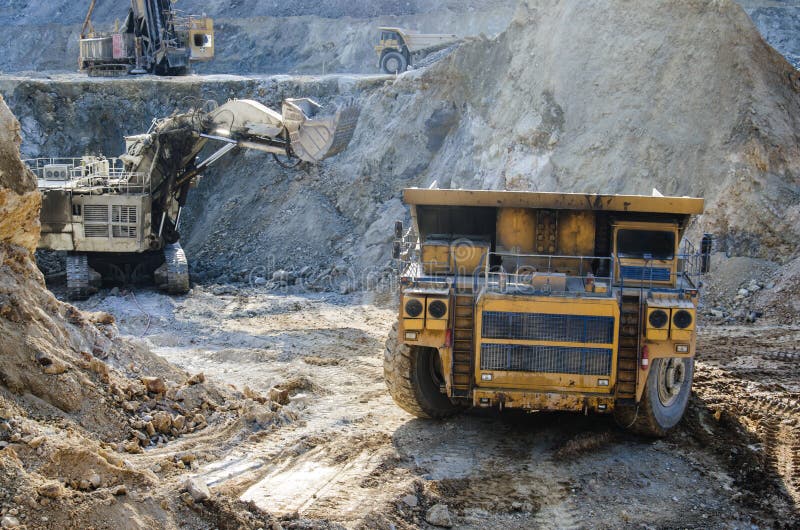 Truck in open pit mine stock image. Image of huge, truck 72554437