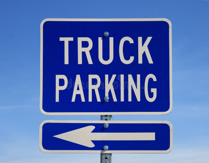 Truck parking sign stock photo