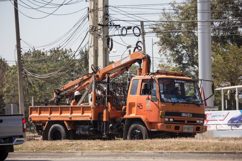 Truck of Provincial eletricity Authority of Thailand stock photo Truck of Provincial eletricity Authority of Thailand stock photo