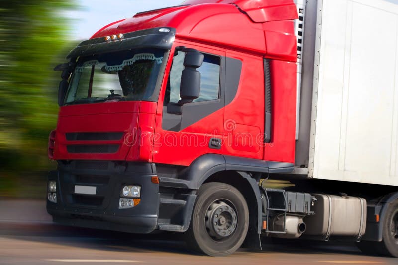 Truck with red cabin stock photo