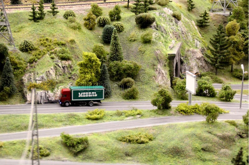 Truck rides on a mountain road Macro shot. royalty free stock photos Truck rides on a mountain road Macro shot. royalty free stock photos