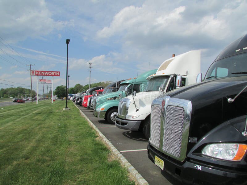 Truck sale parking lot. editorial photography. Image of lift 54012302