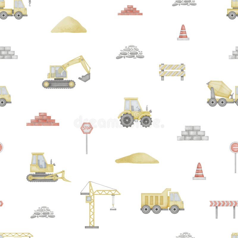 Road Work Watercolor Construction Vehicles  Poster for Sale by  SamAnnDesigns