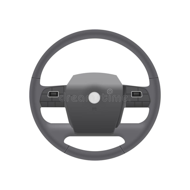 Truck Steering Wheel with Multifunction Buttons, Vector Illustration