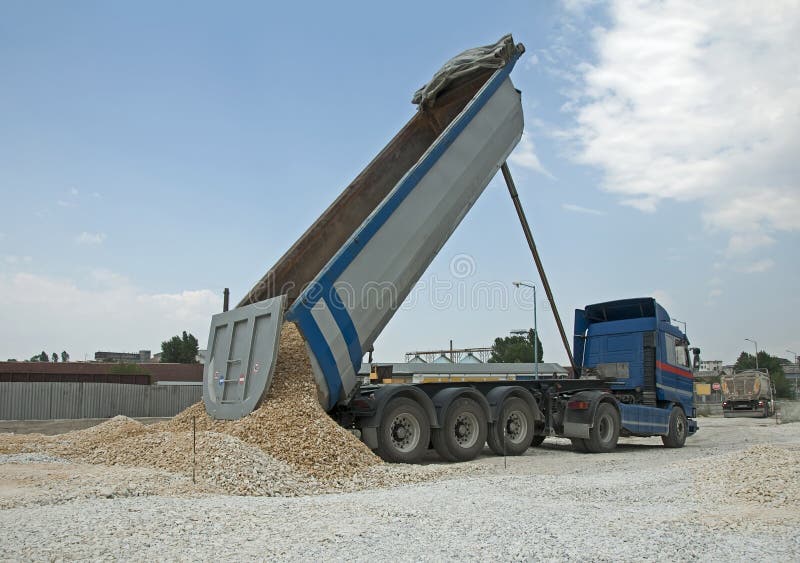 Truck unload rocks