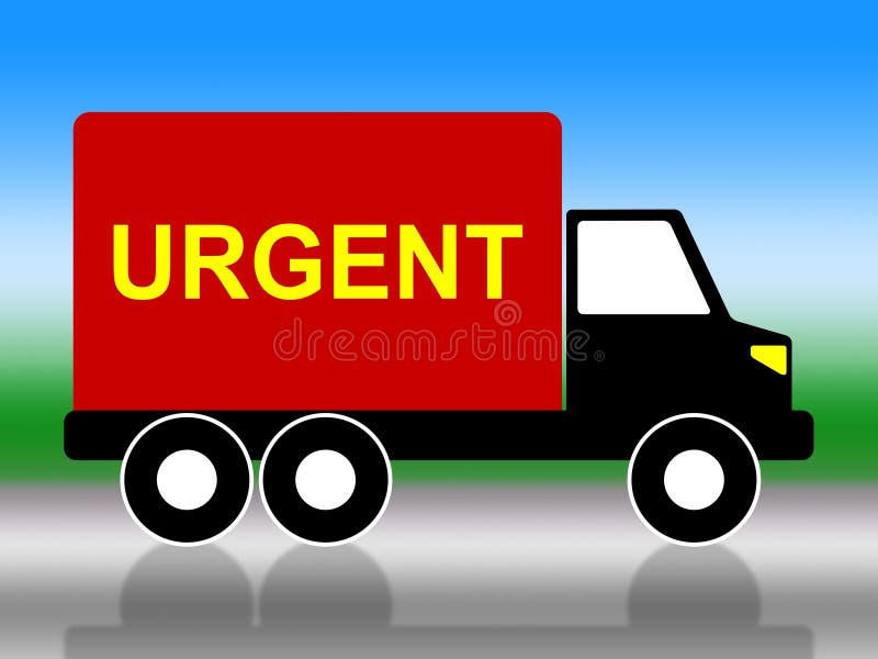 Truck Urgent Shows Critical Freight And Transporting royalty free illustration