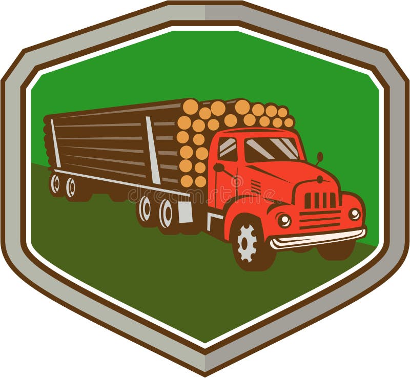 Truck Vintage Logging Shield Retro