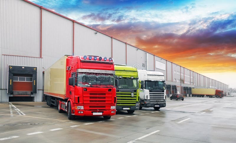 Truck at warehouse, Freight Transport royalty free stock image Truck at warehouse, Freight Transport royalty free stock image