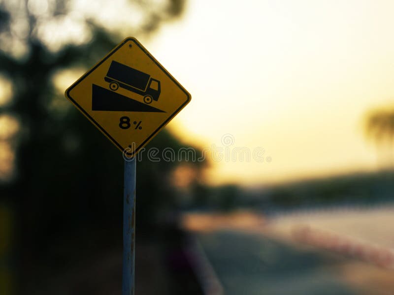 Car Climbing Hill Symbol Road Street Warning Steep Slope Metal Aluminum Sign