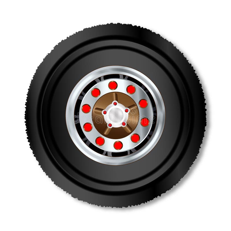 Truck Wheel and Tyre Over a White Background Stock Vector