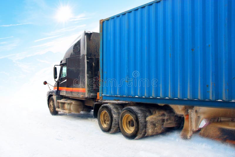 Truck on winter road