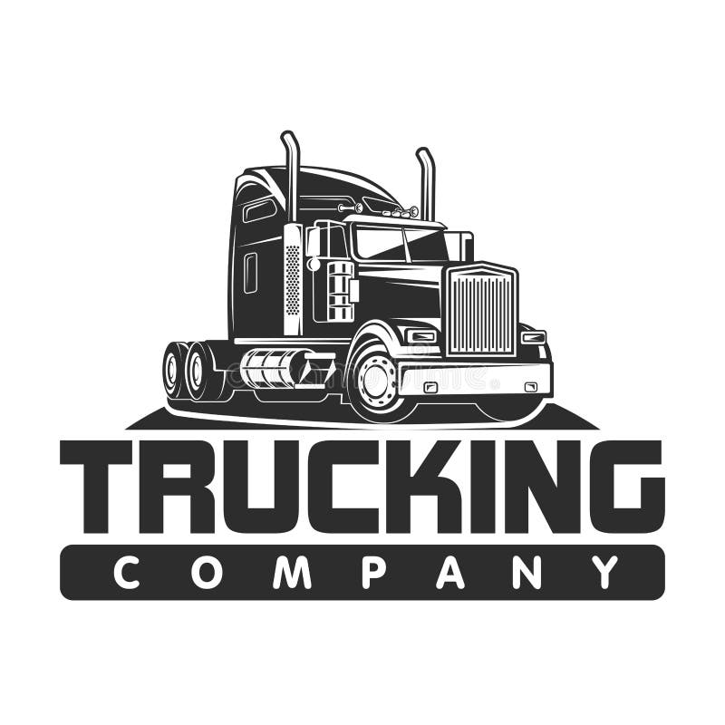 Trucking Company Logo Black And White Vector Illustration Stock Vector