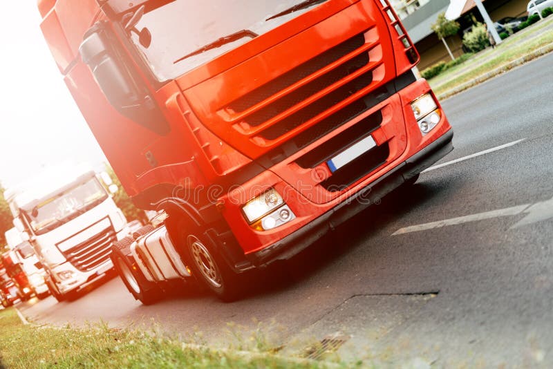 Trucks Being Driven on Road Stock Photo Image of economy, commercial