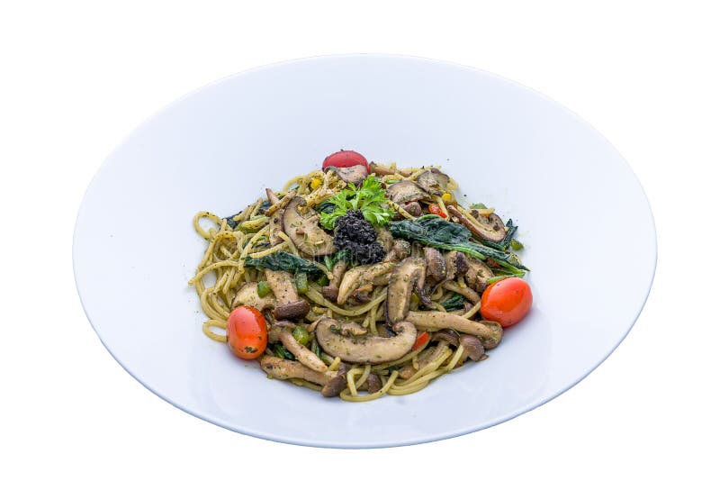 Truffle Aglio Oli Served in a Dish Isolated on Plain White Background