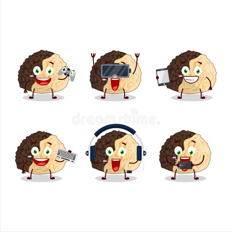 Truffle Cartoon Character are Playing Games with Various Cute Emoticons
