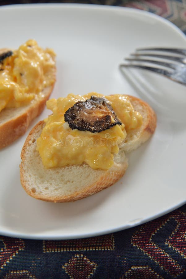Truffle scrambled egg stock image. Image of dish, main 82810443