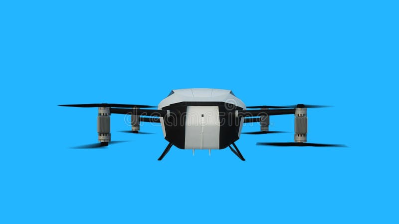 Trumon för flygkopterbil. framtida koncept. Grön skärmisolering 3d-rendering. stock illustrationer