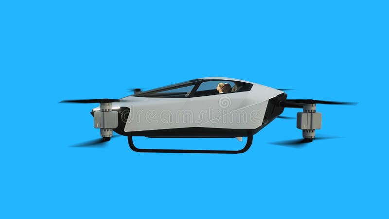 Trumon för flygkopterbil. framtida koncept. Grön skärmisolering 3d-rendering. royaltyfri illustrationer