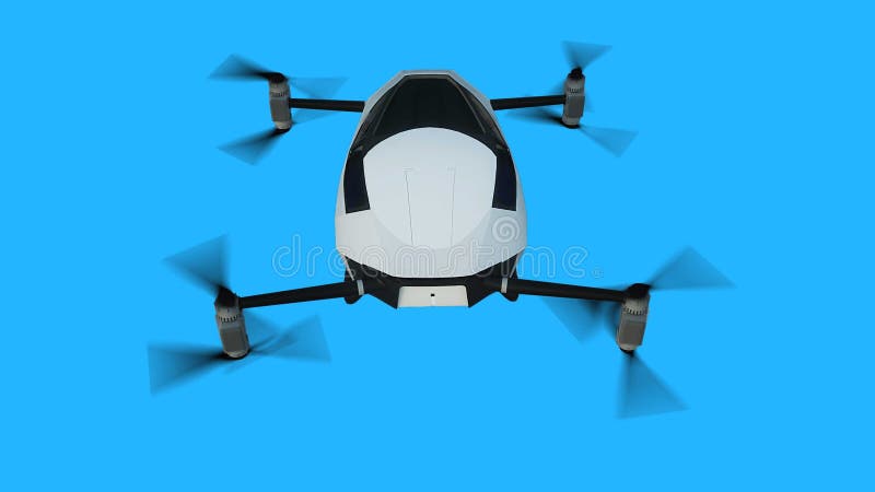 Trumon för flygkopterbil. framtida koncept. Grön skärmisolering 3d-rendering. vektor illustrationer