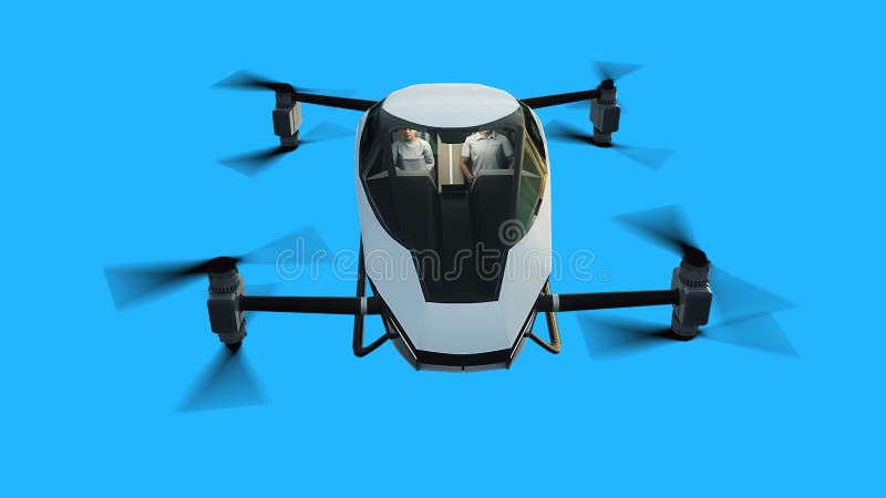Trumon för flygkopterbil. framtida koncept. Grön skärmisolering 3d-rendering. vektor illustrationer