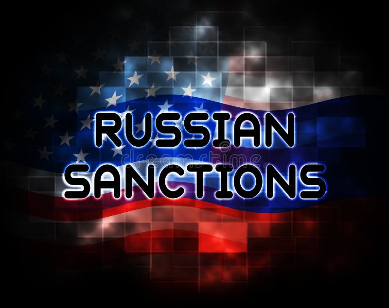 Trump Russia Sanctions Political Embargo On Russian Federation. Putin Trade And Bank Accounts Restricted - 3d Illustration. Trump Russia Sanctions Political Embargo On Russian Federation. Putin Trade And Bank Accounts Restricted - 3d Illustration