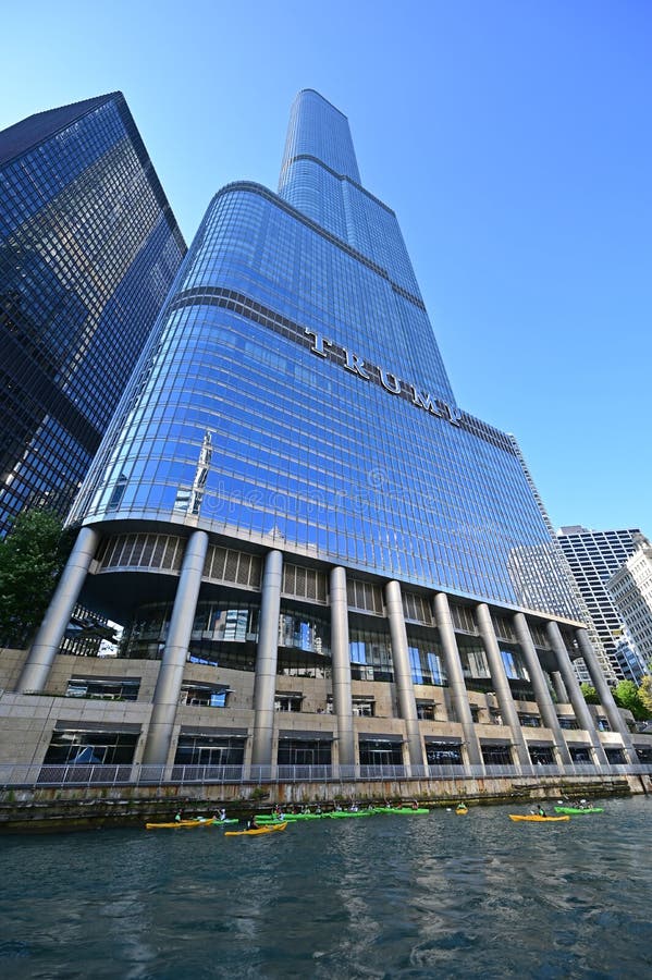 Trump Tower on Chicago River in Chicago, Illinois. Editorial Image