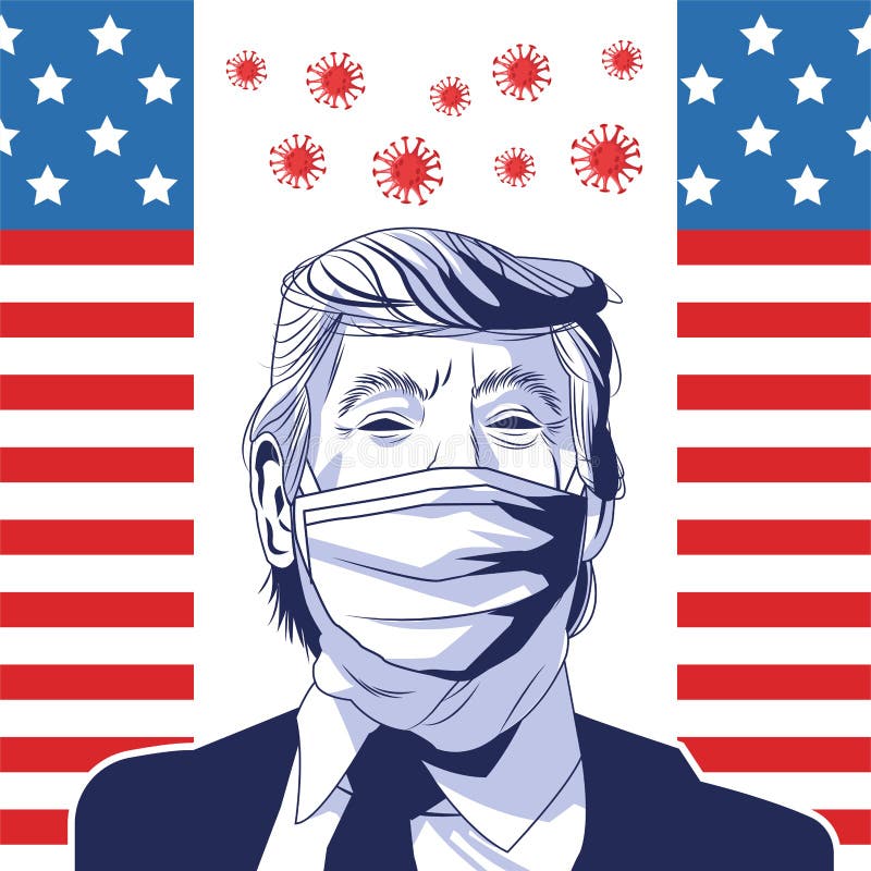 Trump Wearing Face Mask by Covid 19 with Usa Flag and Particles ...