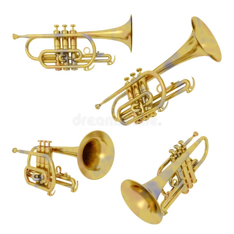 Trumpets Isolated White Background Stock Illustrations 161 Trumpets