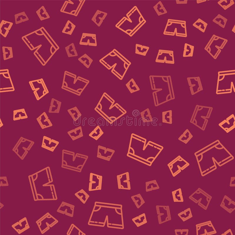 Trunchiuri de înot cu linie maro pictogramă tipar fără sudură, izolat pe fond roșu. vector royalty free illustration