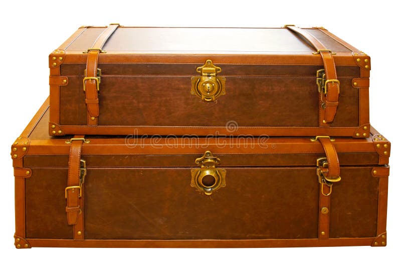 Leather trunk stock photo. Image of travel, antique, vintage 4484122
