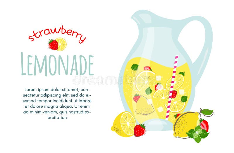 Truskawkowa owocowa lato lemoniady ilustracja ilustracji Truskawkowa owocowa lato lemoniady ilustracja ilustracji