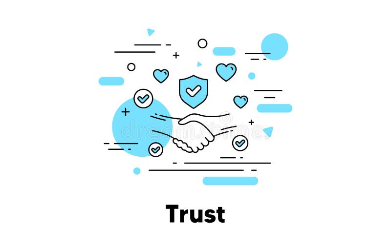 Trust line icon. Partnership deal, Friendship and Certainty. Respect handshake, integrity and insurance. Vector