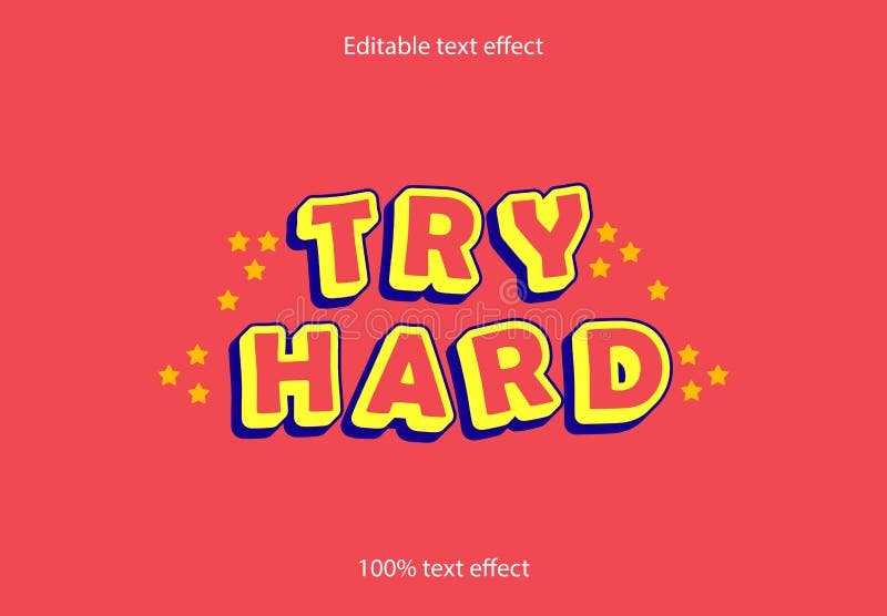 Try Hard with Red Background Text Effect Stock Illustration