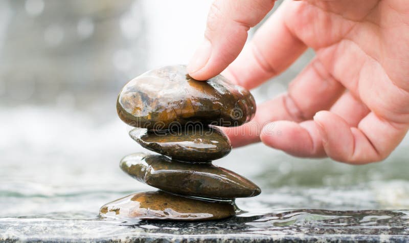 Try to set stone lines by women hand.