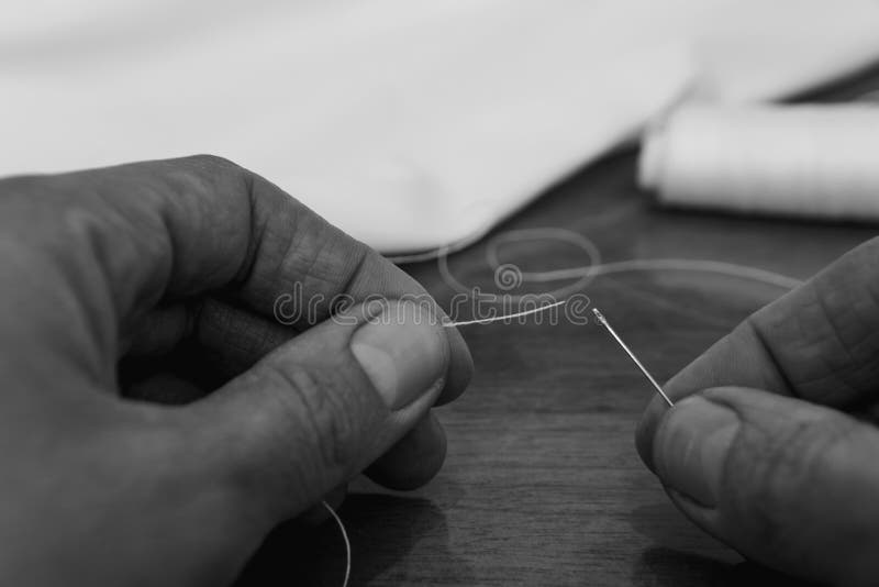 Try To Thread the Thread in the Needle Stock Photo Image of macro