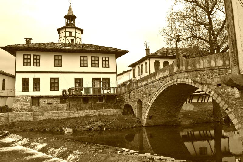 Tryavna - the bridge of sighs - old style historical city in North Bulgaria sepia. Tryavna - the bridge of sighs - old style historical city in North Bulgaria sepia