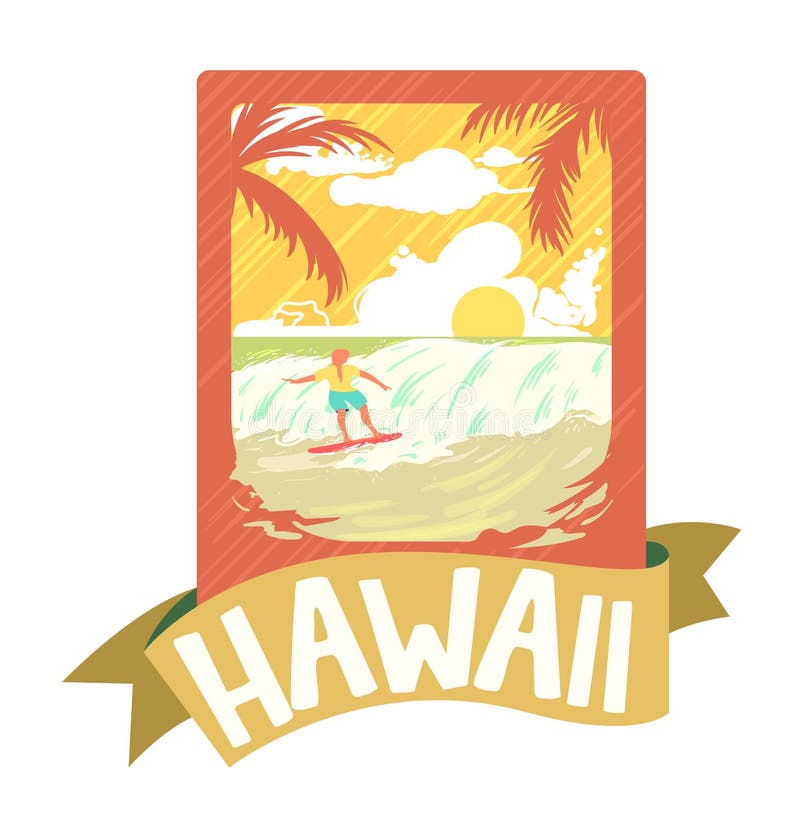 Tryck för bränningmanT-tröja som surfar emblemet, Hawaii vektorillustration royaltyfri illustrationer Tryck för bränningmanT-tröja som surfar emblemet, Hawaii vektorillustration royaltyfri illustrationer