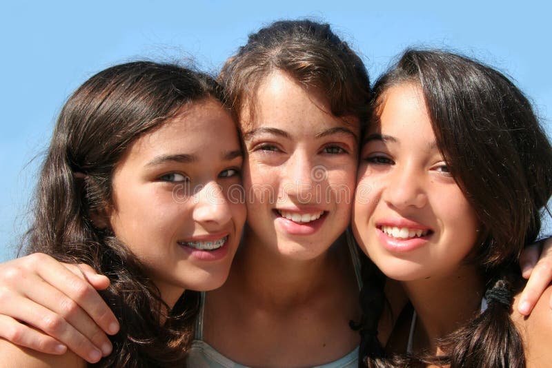 Three happy girls having a good time. Three happy girls having a good time