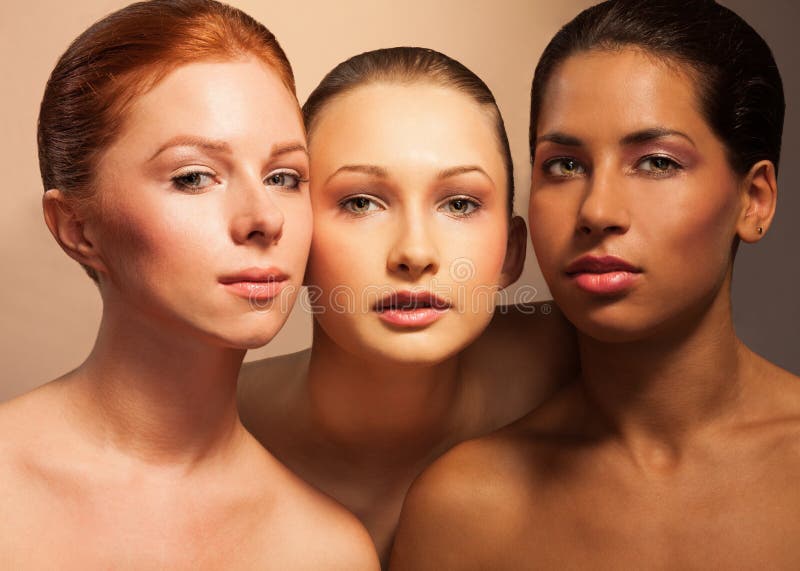 Beauty shoot of three women diversity looking. Beauty shoot of three women diversity looking