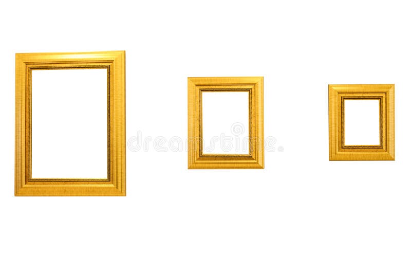 Trzy złocistej obrazek ramy zdjęcia royalty free Trzy złocistej obrazek ramy zdjęcia royalty free