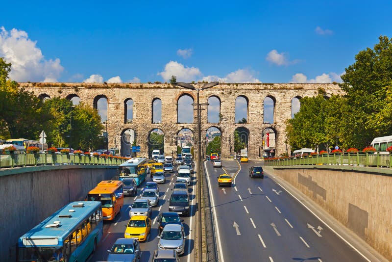 Car traffic at Istanbul Turkey - transportation background. Car traffic at Istanbul Turkey - transportation background