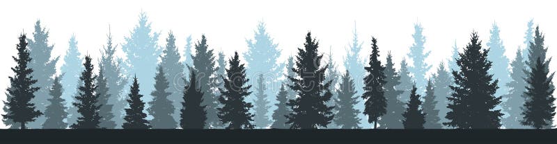 Träd för vinterskoggran, prydlig kontur på vit bakgrund royaltyfri illustrationer Träd för vinterskoggran, prydlig kontur på vit bakgrund royaltyfri illustrationer